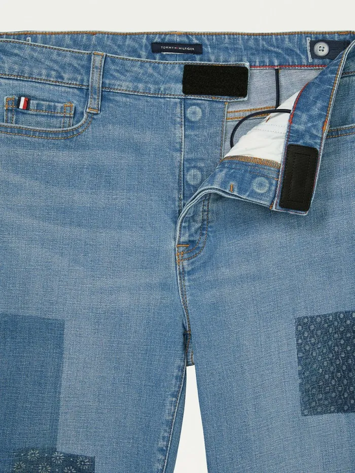 Tommy Hilfiger Adaptive High Rise Straight Patchwork Jeans Light Wash Womens Tommy Adaptive Online