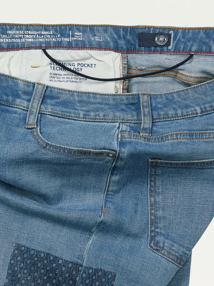 Tommy Hilfiger Adaptive High Rise Straight Patchwork Jeans Light Wash Womens Tommy Adaptive Online