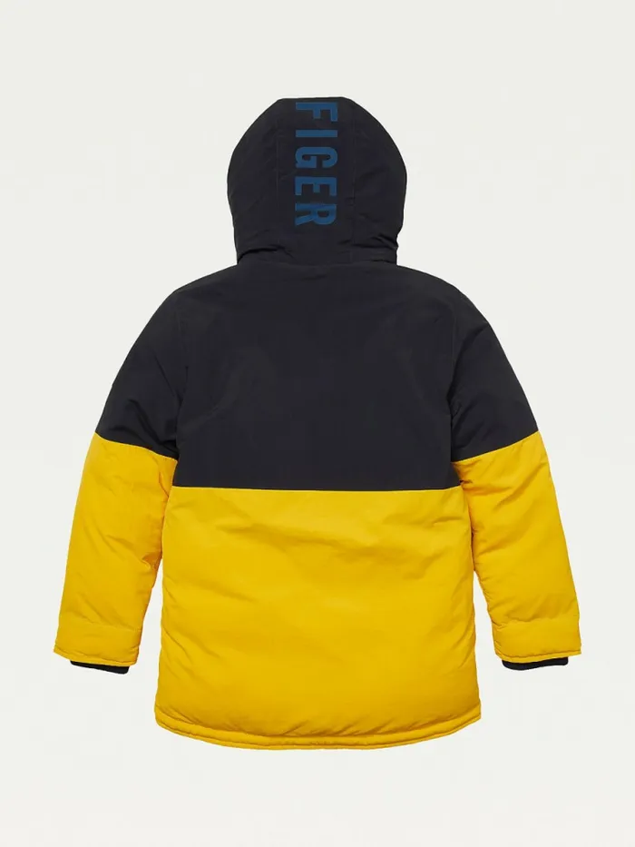 Tommy Hilfiger Adaptive Hooded ColourBlocked Parka Golden Rod Boys Coats and Jackets On Sale