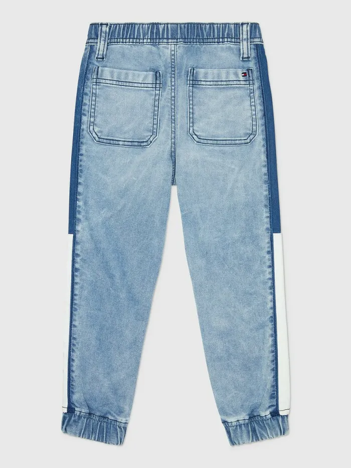 Tommy Hilfiger Adaptive Knit ColourBlocked Joggers Light Wash Boys Jeans Online