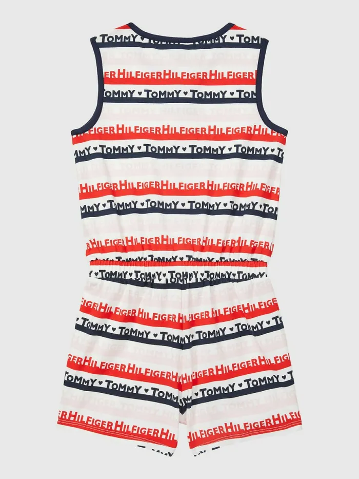 Tommy Hilfiger Adaptive Knitted Playsuit Fresh White Multi Girls Dresses Gift 4 You
