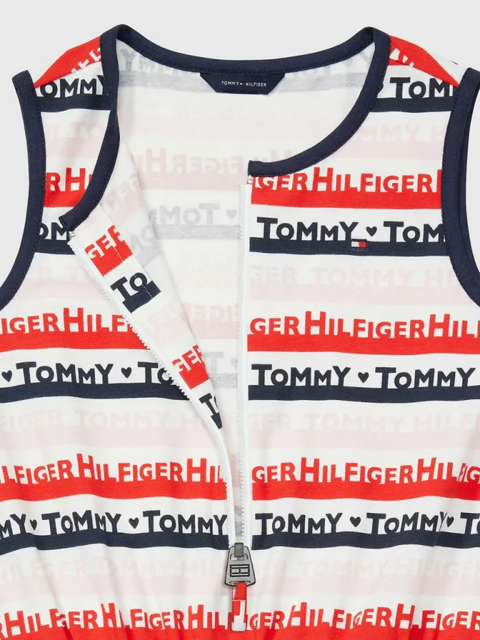Tommy Hilfiger Adaptive Knitted Playsuit Fresh White Multi Girls Dresses Gift 4 You