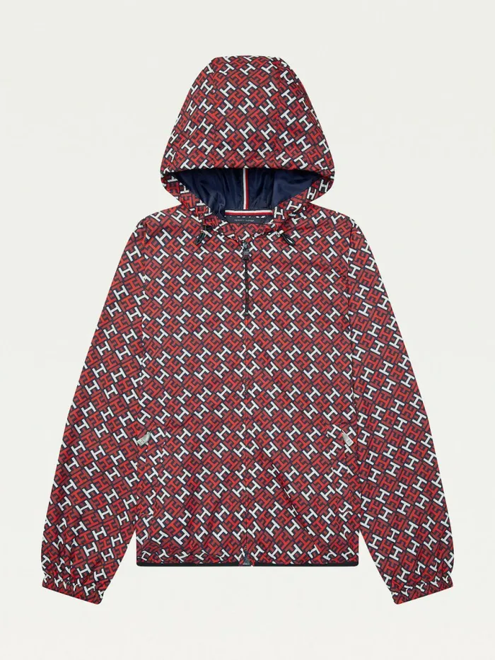 Tommy Hilfiger Adaptive Montrose Monogram Windbreaker Regatta RedMulti Womens Coats and Jackets Popular