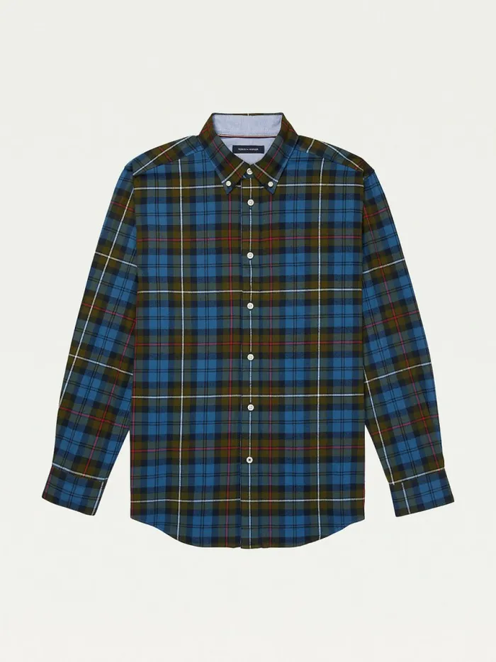 Tommy Hilfiger Adaptive Plaid Check Regular Fit Shirt Green Cliffs Mens Tommy Adaptive