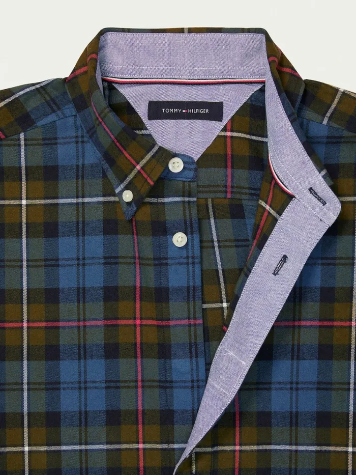 Tommy Hilfiger Adaptive Plaid Check Regular Fit Shirt Green Cliffs Mens Tommy Adaptive