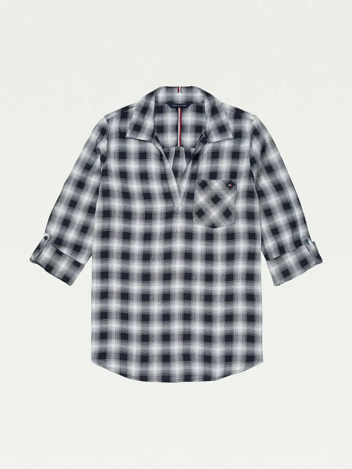 Tommy Hilfiger Adaptive Plaid Popover Shirt Masters NavyMulti Womens Tommy Adaptive Tommy Hilfiger Adaptive Plaid Popover Shirt Masters NavyMulti Womens Tommy Adaptive