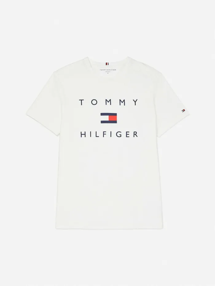 Tommy Hilfiger Adaptive Pure Cotton Logo TShirt Bright White Mens TShirts Casaul Tommy Hilfiger Adaptive Pure Cotton Logo TShirt Bright White Mens TShirts Casaul
