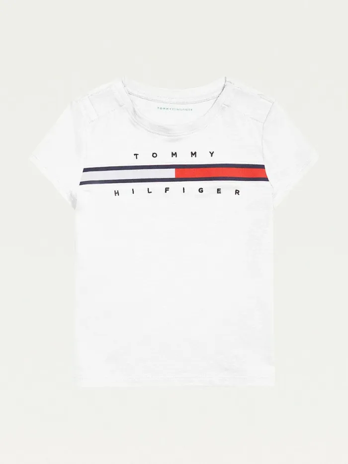 Tommy Hilfiger Adaptive Pure Cotton Logo TShirt Classic White Girls Tops and TShirts Cheap On Sale Tommy Hilfiger Adaptive Pure Cotton Logo TShirt Classic White Girls Tops and TShirts Cheap On Sale