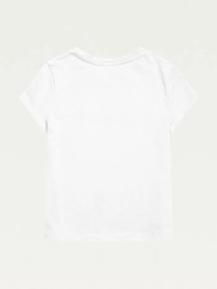 Tommy Hilfiger Adaptive Pure Cotton Logo TShirt Classic White Girls Tops and TShirts Cheap On Sale