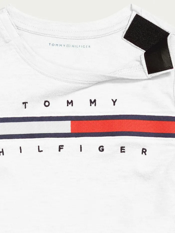 Tommy Hilfiger Adaptive Pure Cotton Logo TShirt Classic White Girls Tops and TShirts Cheap On Sale