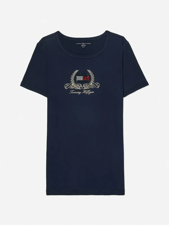 Tommy Hilfiger Adaptive Pure Cotton Logo TShirt Masters Navy Womens Tommy Adaptive Tommy Hilfiger Adaptive Pure Cotton Logo TShirt Masters Navy Womens Tommy Adaptive