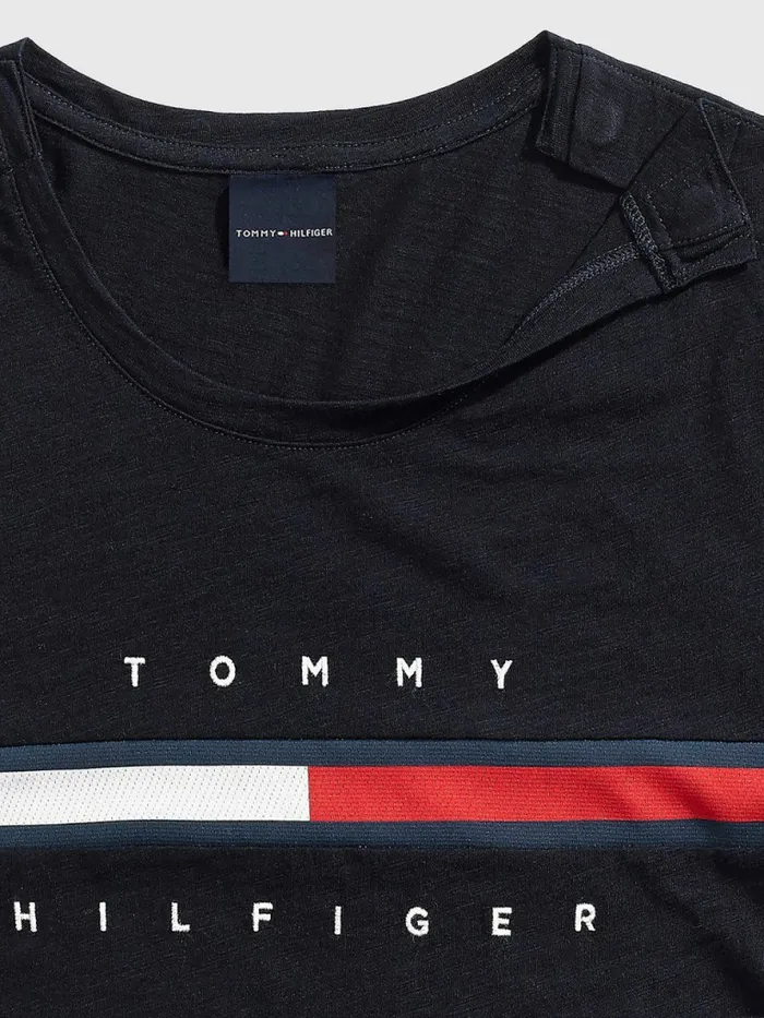 Tommy Hilfiger Adaptive Pure Cotton TShirt Sky Captain Womens Tommy Adaptive
