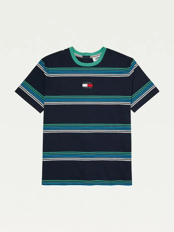 Tommy Hilfiger Adaptive Seated Fit Stripe Badge TShirt Sky Captain Mens Tommy Adaptive