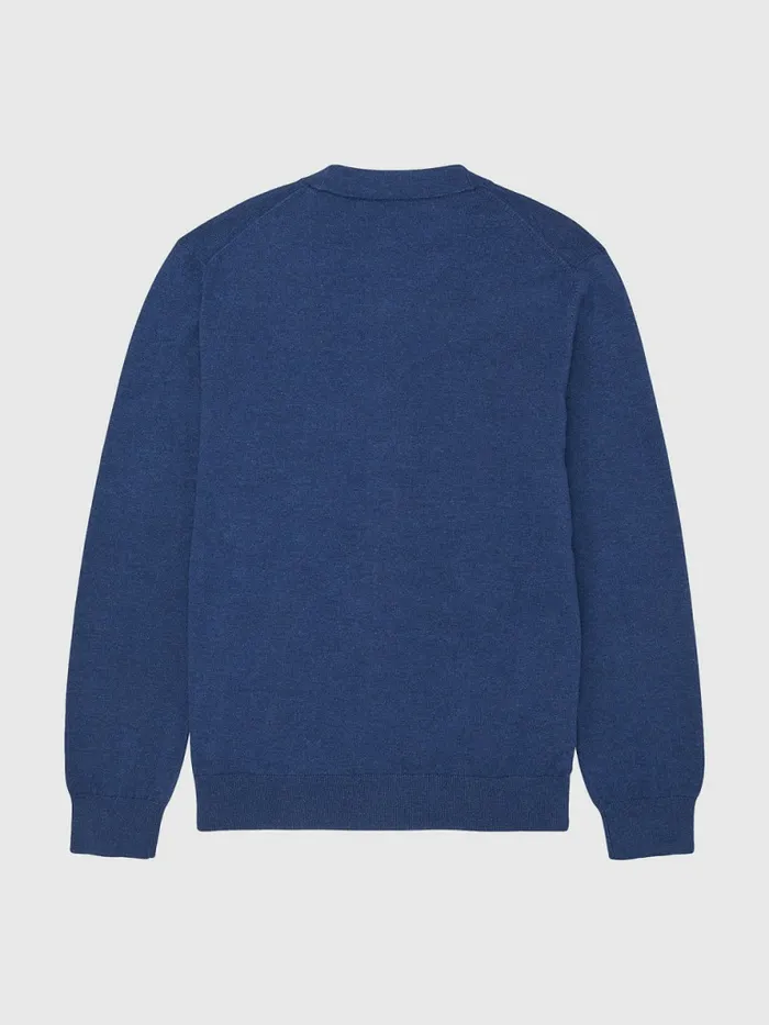 Tommy Hilfiger Adaptive Signature Pure Cotton Cardigan Sb171330AXy Denim Blue Htr Mens Knitwear For Sale