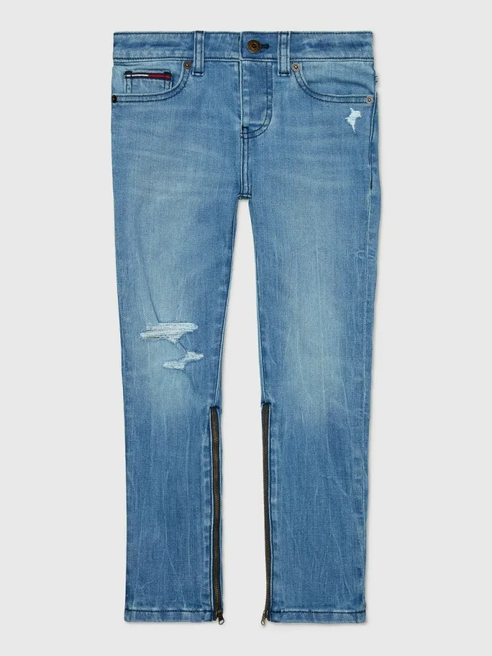 Tommy Hilfiger Adaptive Skinny Distressed Jeans Light Wash Boys Jeans Sale