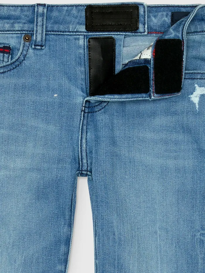 Tommy Hilfiger Adaptive Skinny Distressed Jeans Light Wash Boys Jeans Sale