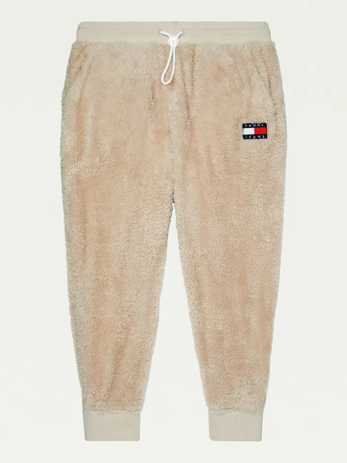 Tommy Hilfiger Adaptive Tommy Badge Fleece Joggers Oatmeal Mens Tommy Adaptive