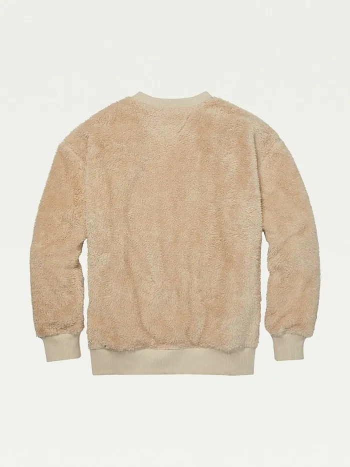 Tommy Hilfiger Adaptive Tommy Badge Fleece Sweatshirt Oatmeal Mens Tommy Adaptive
