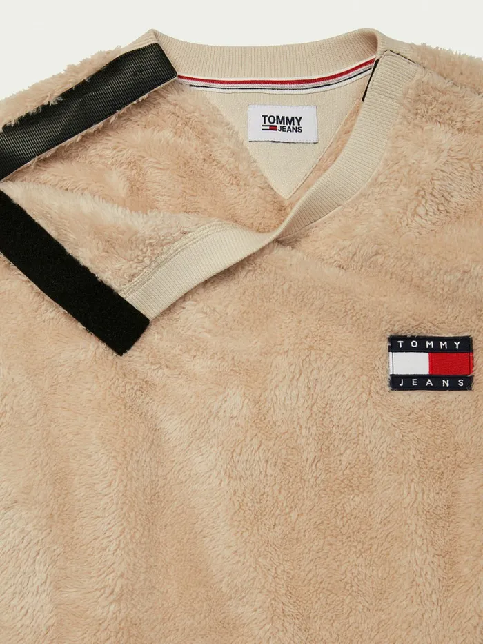Tommy Hilfiger Adaptive Tommy Badge Fleece Sweatshirt Oatmeal Mens Tommy Adaptive