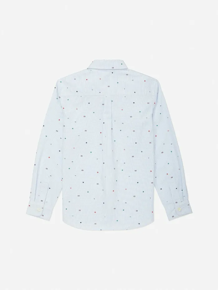 Tommy Hilfiger Adaptive Woven AllOver Flag Shirt Blue Boys Shirts Casaul