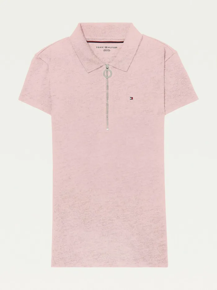 Tommy Hilfiger Adaptive Zipped Slim Fit Polo Pink Heather Womens Polo Shirts Gift 4 You Tommy Hilfiger Adaptive Zipped Slim Fit Polo Pink Heather Womens Polo Shirts Gift 4 You