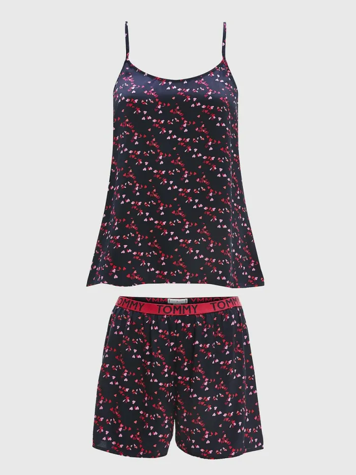 Tommy Hilfiger All Over Print Cami And Shorts Set Flutter Hearts Womens Lounge and Nightwear Gift 4 You