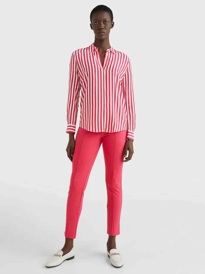 Tommy Hilfiger AllOver Print Regular Fit Viscose Blouse Banker StpPink Splendor Womens Shirts and Blouses Casaul