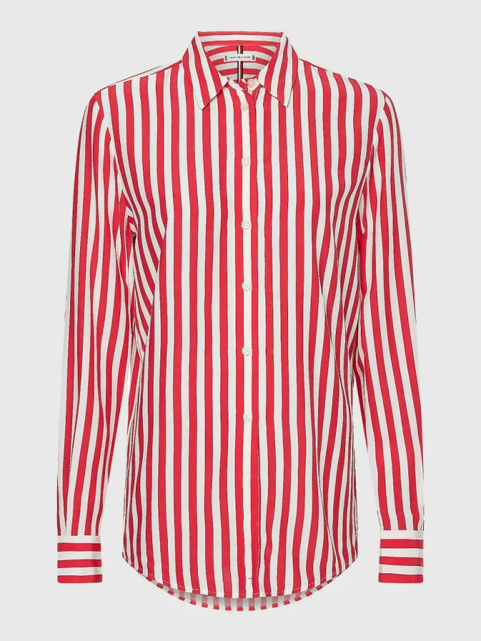 Tommy Hilfiger AllOver Print Regular Fit Viscose Blouse Banker StpPink Splendor Womens Shirts and Blouses Casaul