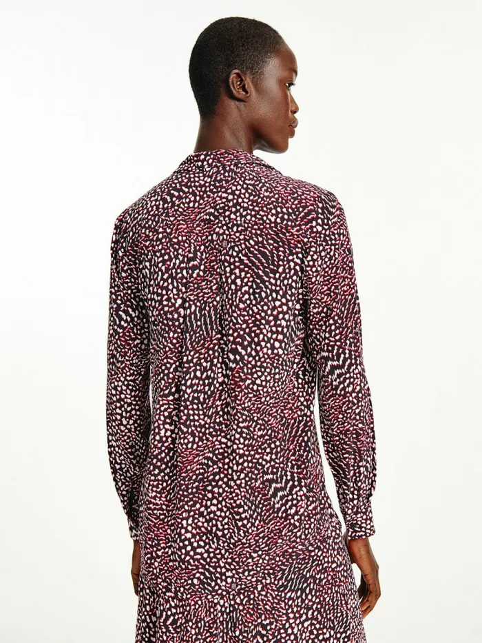 Tommy Hilfiger AllOver Print Regular Fit Viscose Blouse Feather PrtRed White Black Womens Shirts and Blouses Online