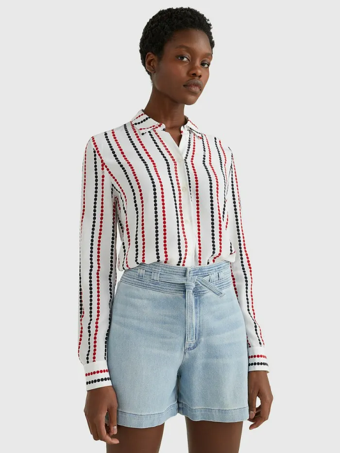 Tommy Hilfiger AllOver Print Regular Fit Viscose Blouse Polka Dot StpWhite Ground Womens Shirts and Blouses Gift Ideas Tommy Hilfiger AllOver Print Regular Fit Viscose Blouse Polka Dot StpWhite Ground Womens Shirts and Blouses Gift Ideas