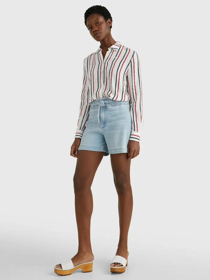 Tommy Hilfiger AllOver Print Regular Fit Viscose Blouse Polka Dot StpWhite Ground Womens Shirts and Blouses Gift Ideas