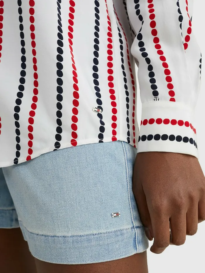 Tommy Hilfiger AllOver Print Regular Fit Viscose Blouse Polka Dot StpWhite Ground Womens Shirts and Blouses Gift Ideas