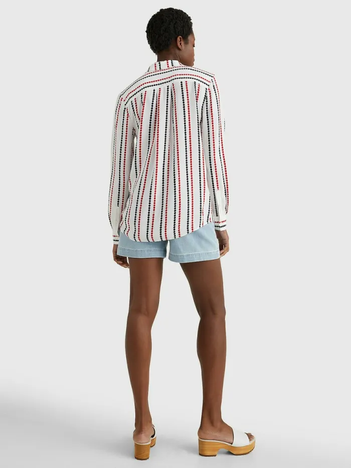 Tommy Hilfiger AllOver Print Regular Fit Viscose Blouse Polka Dot StpWhite Ground Womens Shirts and Blouses Gift Ideas