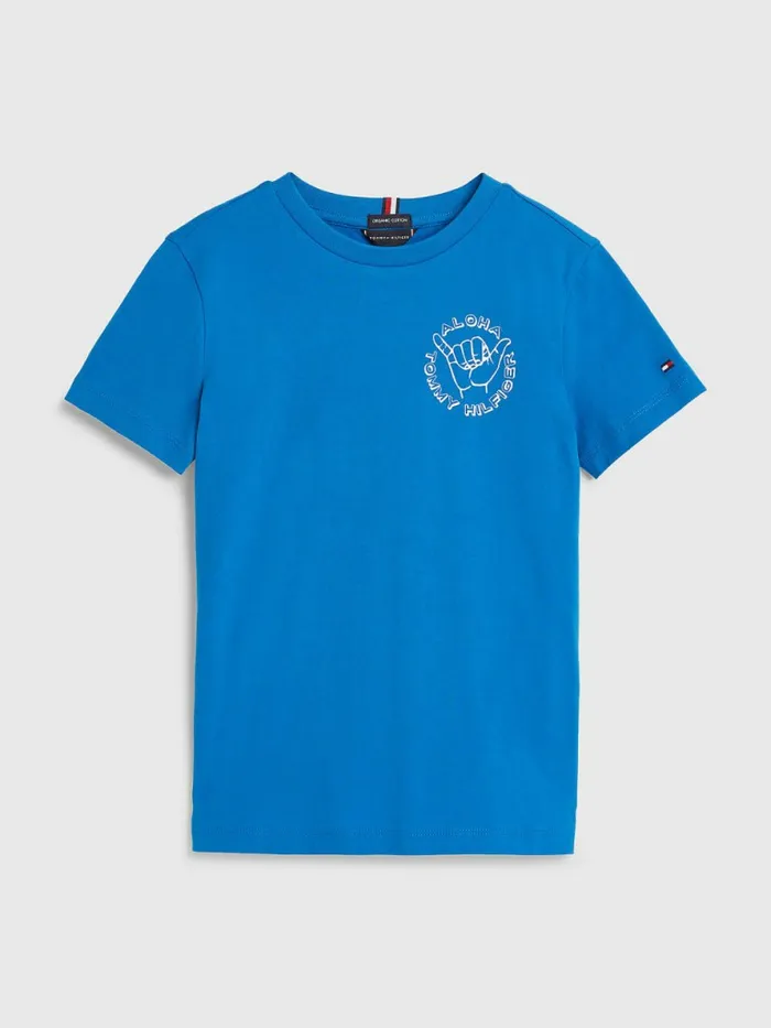 Tommy Hilfiger Aloha Logo TShirt Regatta Blue Boys TShirts and Polos Cheap On Sale