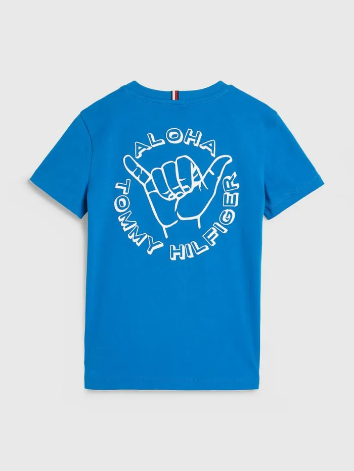 Tommy Hilfiger Aloha Logo TShirt Regatta Blue Boys TShirts and Polos Cheap On Sale