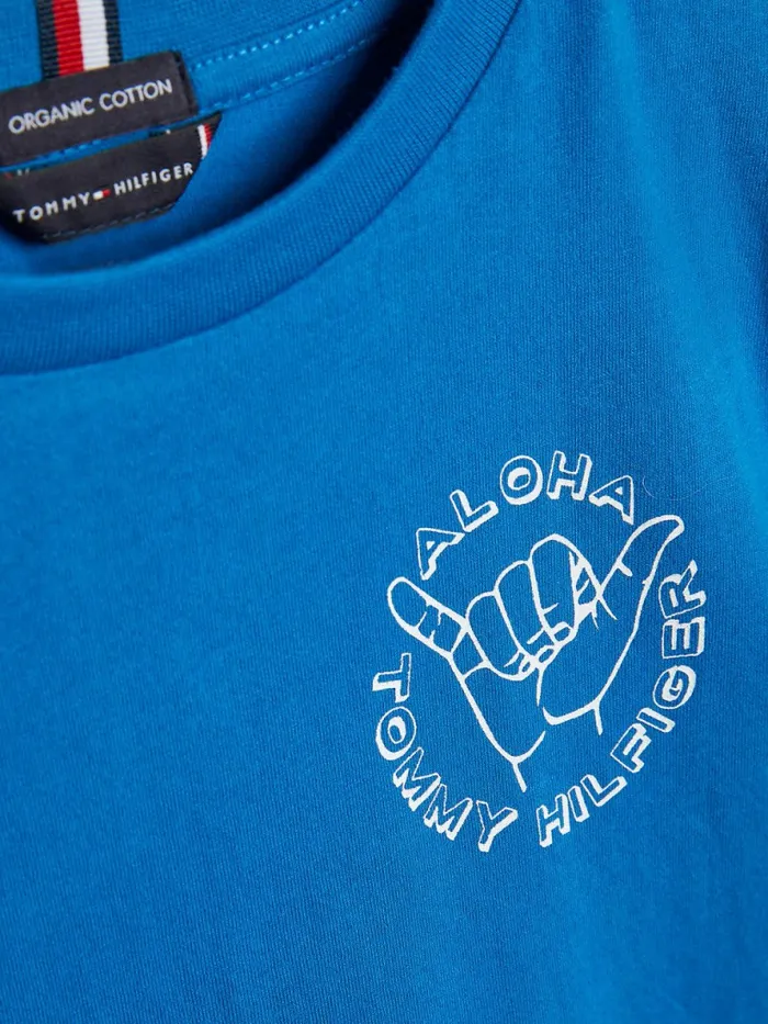 Tommy Hilfiger Aloha Logo TShirt Regatta Blue Boys TShirts and Polos Cheap On Sale