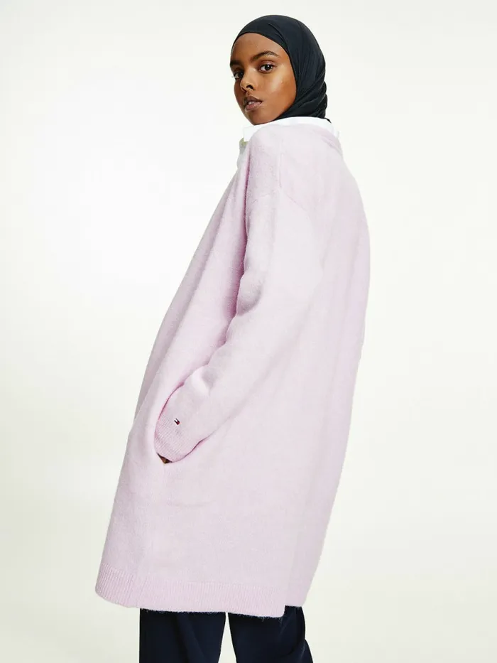 Tommy Hilfiger Alpaca Relaxed Open Cardigan Luminous Lilac Womens Knitwear Online