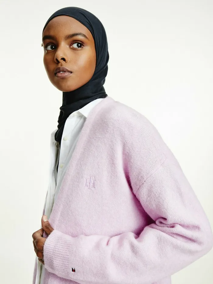 Tommy Hilfiger Alpaca Relaxed Open Cardigan Luminous Lilac Womens Knitwear Online