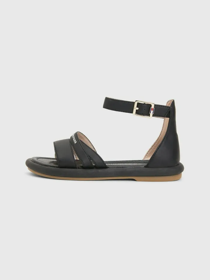 Tommy Hilfiger Ankle Strap Logo Sandals Black Girls Shoes and Accessories Popular