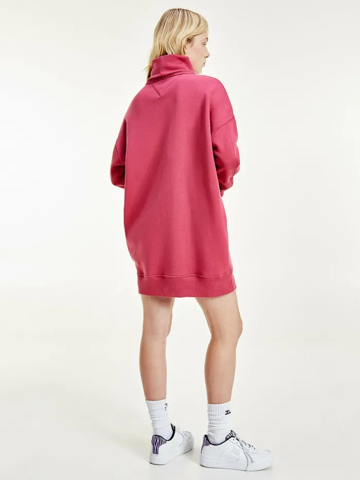 Tommy Hilfiger Argyle Logo Sweater Dress Cranberry Crush Womens Dresses and Jumpsuits Casaul