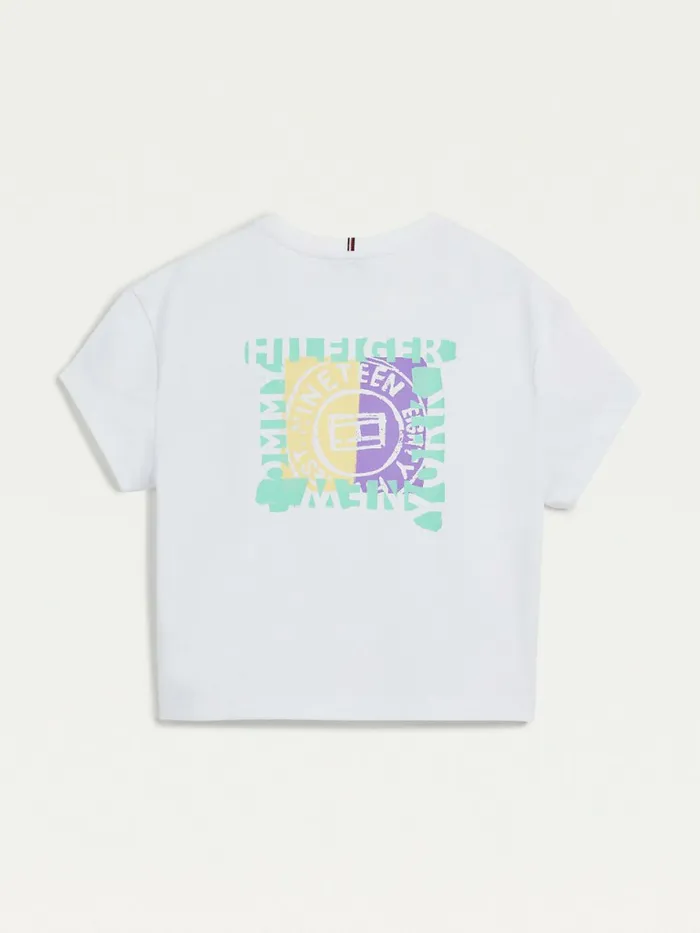 Tommy Hilfiger Back Print Recycled TShirt White Girls Tops and TShirts Gift 4 You