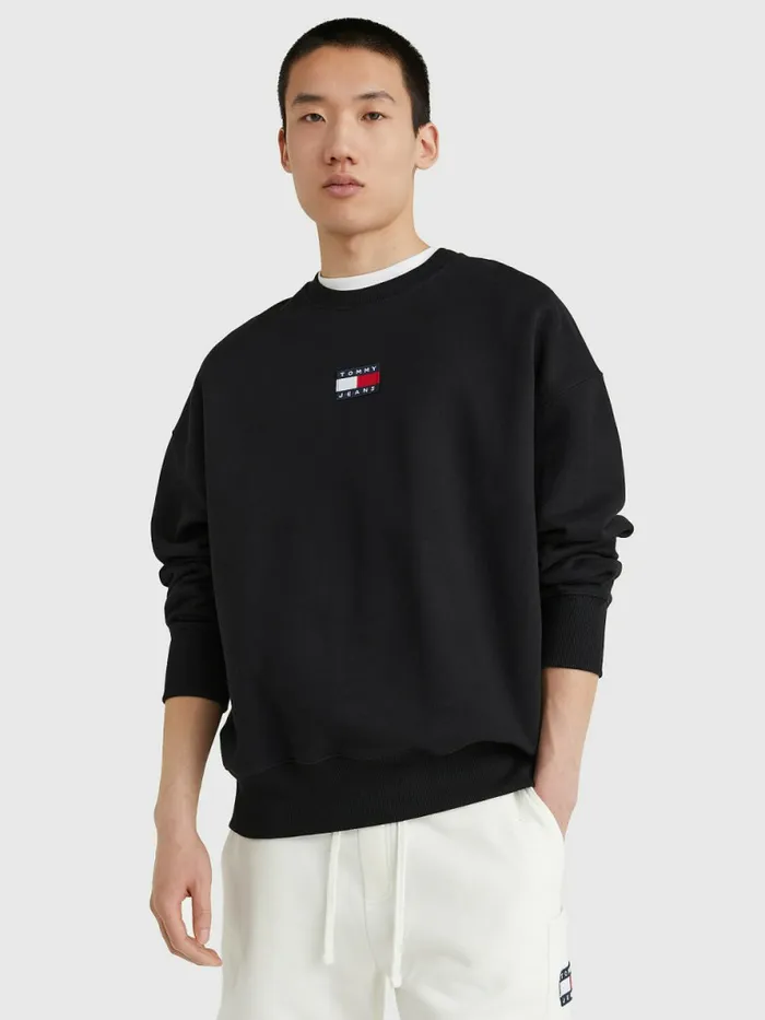 Tommy Hilfiger Badge Crew Neck Sweatshirt Black Mens Sweatshirts and Hoodies Casaul Tommy Hilfiger Badge Crew Neck Sweatshirt Black Mens Sweatshirts and Hoodies Casaul