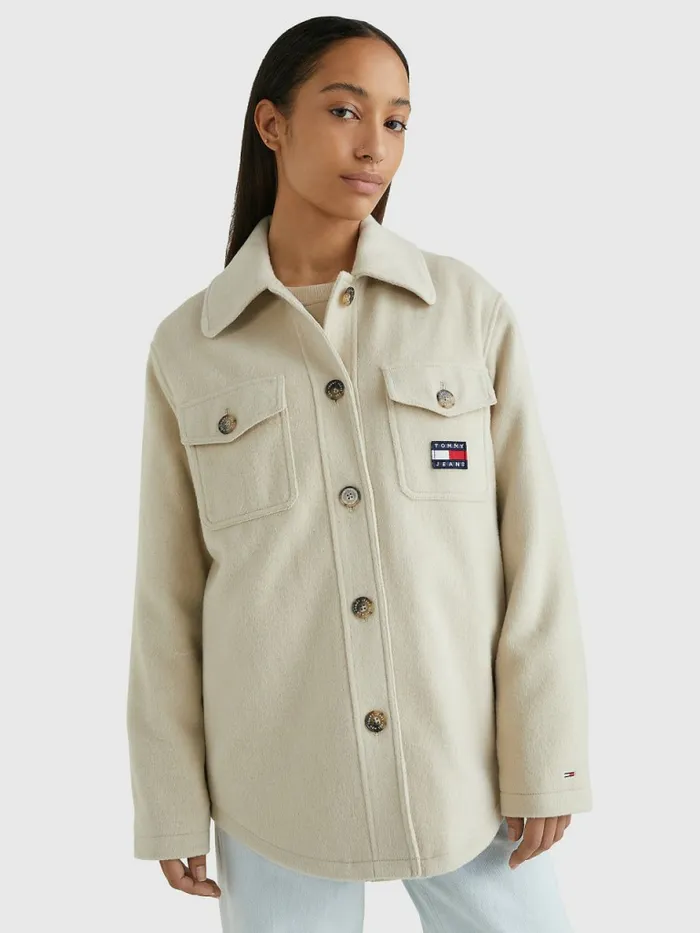 Tommy Hilfiger Badge Pocket Shacket Savannah Sand Womens Coats and Jackets Fashion Tommy Hilfiger Badge Pocket Shacket Savannah Sand Womens Coats and Jackets Fashion