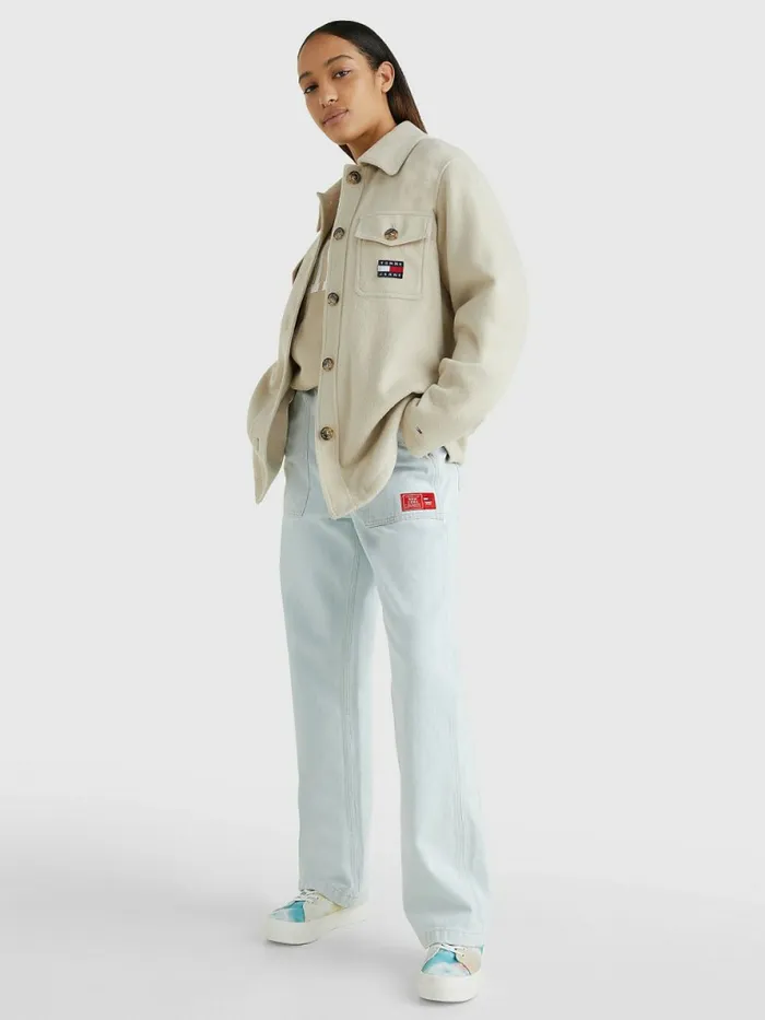 Tommy Hilfiger Badge Pocket Shacket Savannah Sand Womens Coats and Jackets Fashion