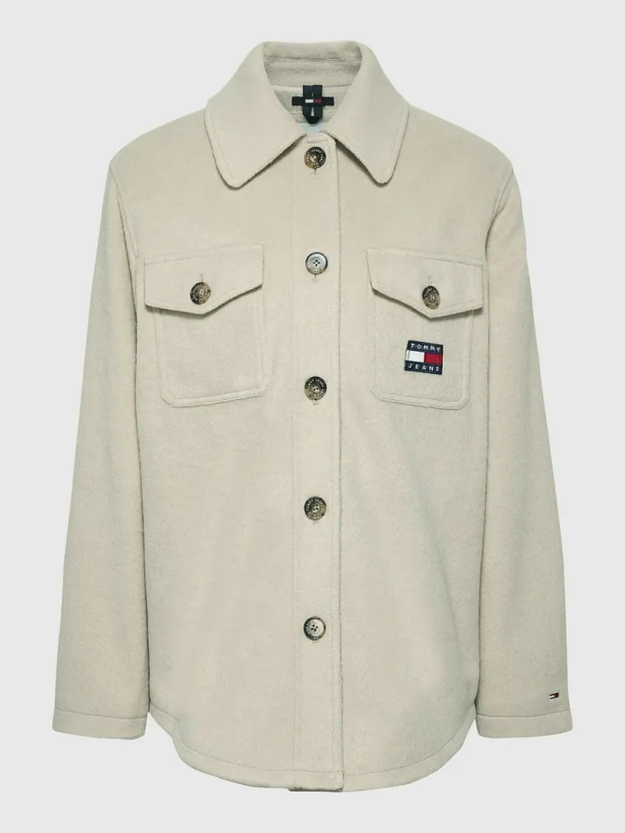 Tommy Hilfiger Badge Pocket Shacket Savannah Sand Womens Coats and Jackets Fashion