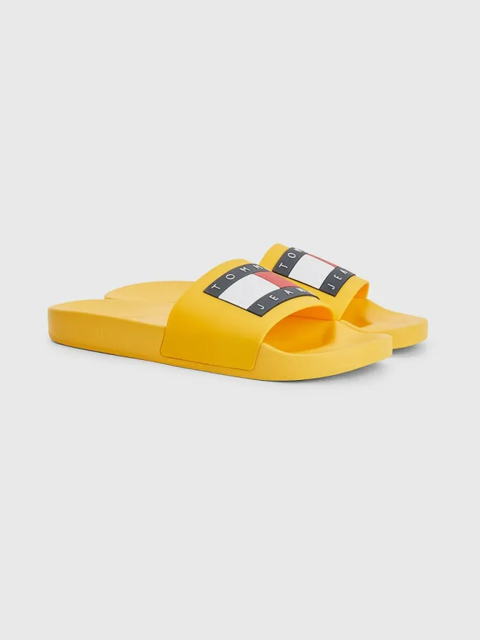 Tommy Hilfiger Badge Pool Slides Sun Kissed Orange Mens Sandals Sliders and Flip Flops On Sale Tommy Hilfiger Badge Pool Slides Sun Kissed Orange Mens Sandals Sliders and Flip Flops On Sale