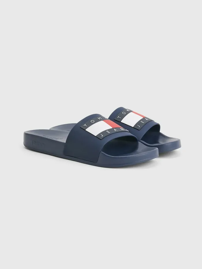 Tommy Hilfiger Badge Pool Slides Twilight Navy Mens Sandals Sliders and Flip Flops On Sale Tommy Hilfiger Badge Pool Slides Twilight Navy Mens Sandals Sliders and Flip Flops On Sale