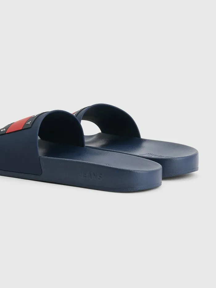 Tommy Hilfiger Badge Pool Slides Twilight Navy Mens Sandals Sliders and Flip Flops On Sale