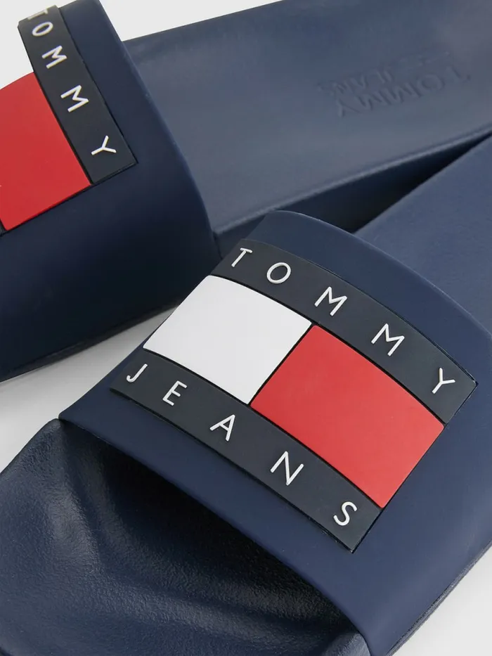 Tommy Hilfiger Badge Pool Slides Twilight Navy Mens Sandals Sliders and Flip Flops On Sale