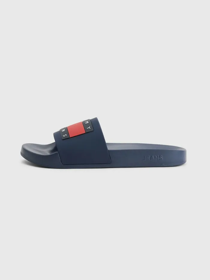 Tommy Hilfiger Badge Pool Slides Twilight Navy Mens Sandals Sliders and Flip Flops On Sale
